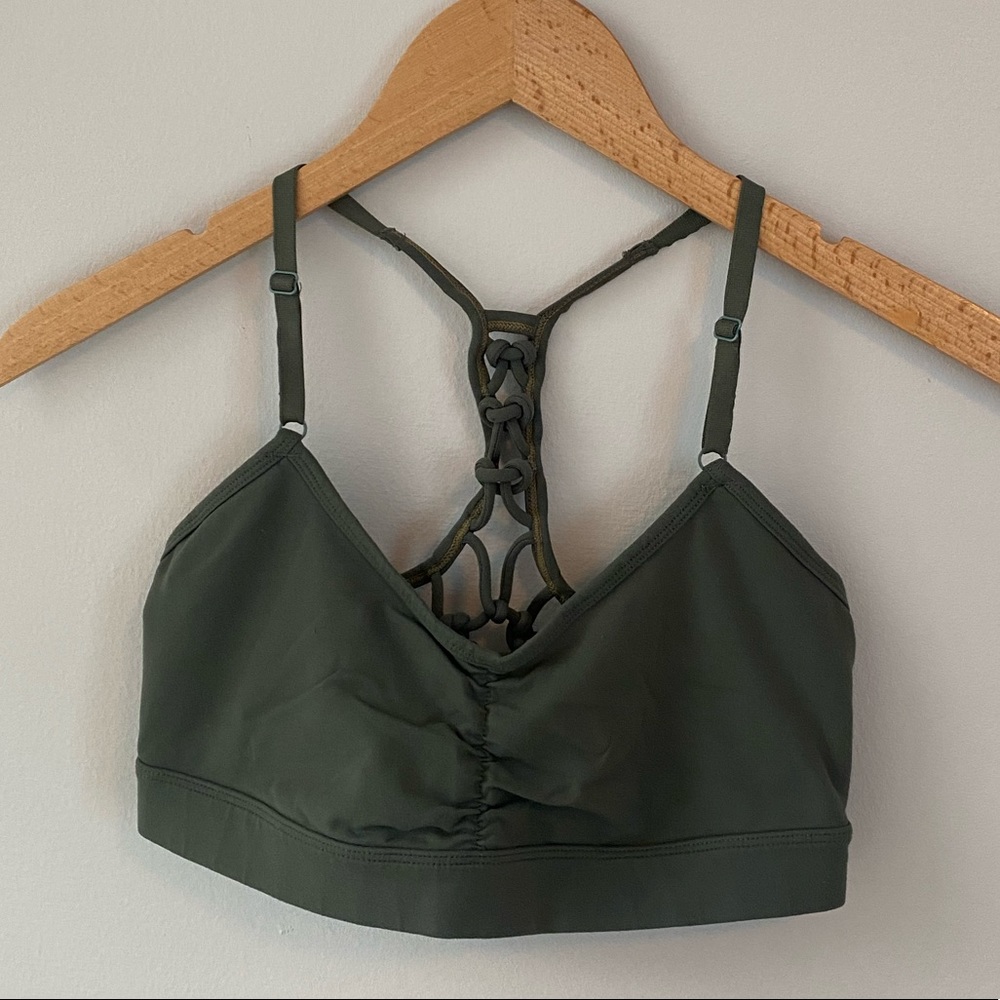 Prana Yoga Bra with Braided Back, Green - Size Small